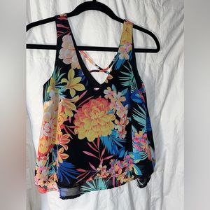 Floral top, Candies, sleeveless with wide straps. Size xs